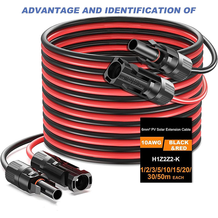 Cable de extensión de 50 pies 10 AWG para sistema fotovoltaico montado en el suelo